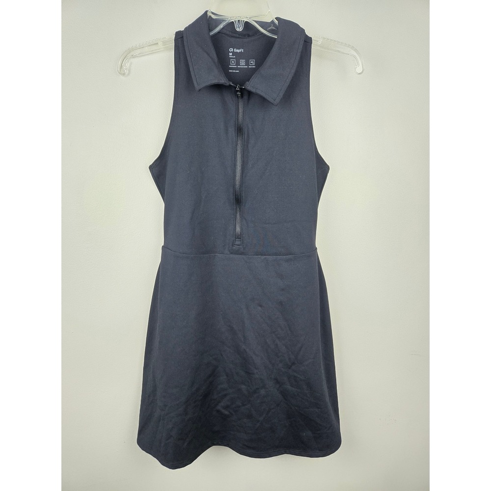 GapFit Womens Black Sleeveless Quarter Zip Athletic Tennis Golf Dress Size M